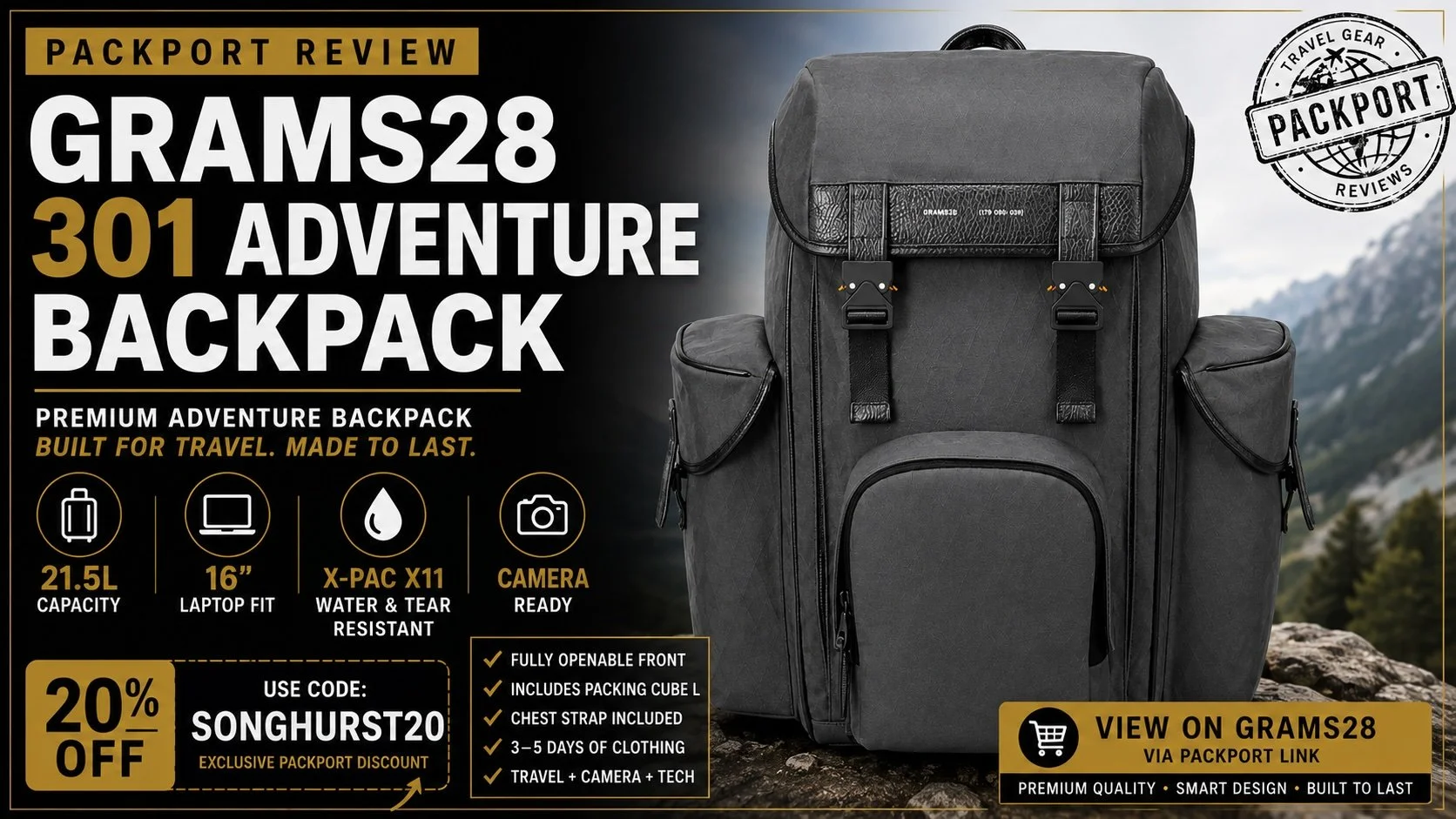 GRAMS28 301 Adventure Backpack Review & 20% Discount — PACK PORT